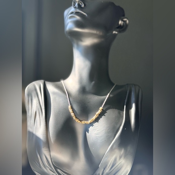 Silpada “Precious Pebbles” Necklace Sterling Silver Mixed Metal Minimalist - Picture 5 of 7